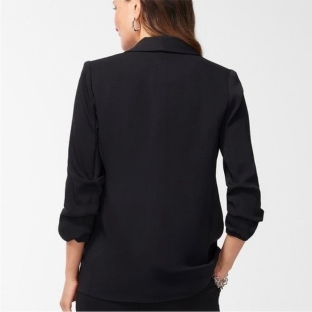 New XCVI Classic Black Blazer Jacket Single Button Ruched Sleeve Size S
